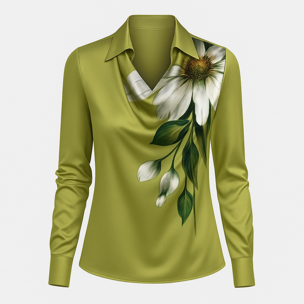 Lynn Elegante Bluse - Grün mit Blumenmuster